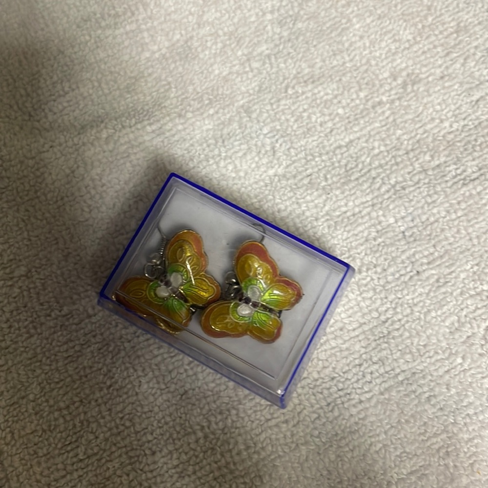Glass butterfly earrings